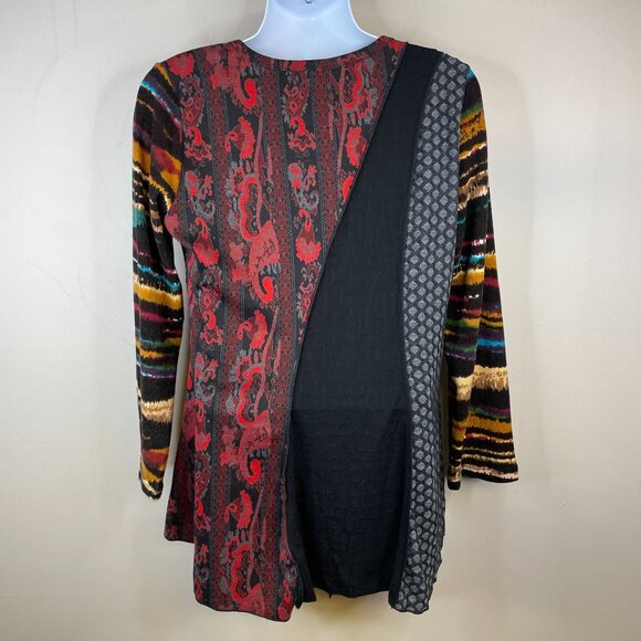 Vintage Pyramid Collection Art To Wear Boho Patchwork Top Xlarge 90s Knit Tunic - Picture 4 of 13